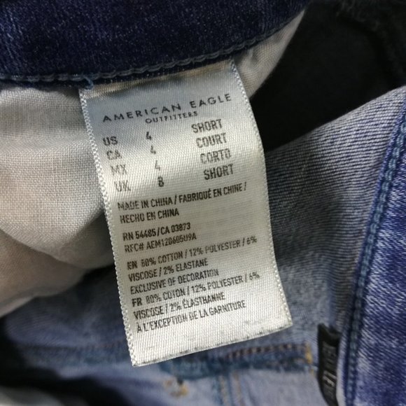 American Eagle Womens Jeans Jeggings Next Level Stretch Blue Denim Rip Short 4S - Picture 12 of 12